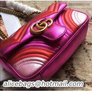 Perfect Gucci GG Marmont Matelassé Chevron Shoulder Mini Bag 446744 Metallic Fuchsia 2019