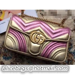 Discount Gucci GG Marmont Matelassé Chevron Shoulder Small Bag 443497 Metallic Gold 2019