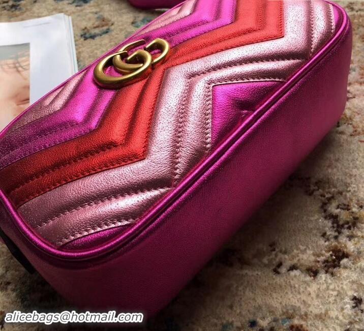 Best Price Gucci GG Marmont Matelassé Chevron Shoulder Small Bag 447632 Metallic Fuchsia 2019