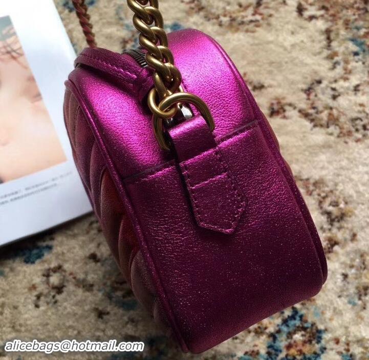 Best Price Gucci GG Marmont Matelassé Chevron Shoulder Small Bag 447632 Metallic Fuchsia 2019