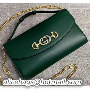 New Design Gucci Zumi Smooth Leather Small Shoulder Bag 572375 Green 2019