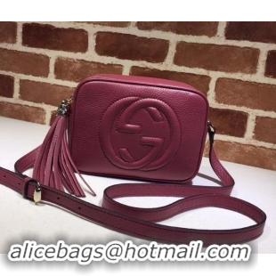 Luxury Hot Gucci Soho Calfskin Leather Disco Bag 308364 dark red