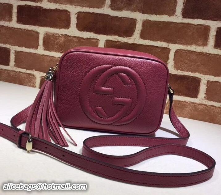 Luxury Hot Gucci Soho Calfskin Leather Disco Bag 308364 dark red