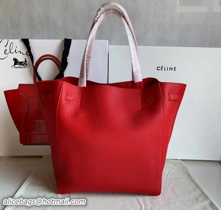 Best Price Celine Small Cabas Phantom Bag in Grained Calfskin 401801 Red