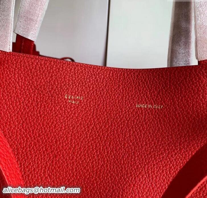 Best Price Celine Small Cabas Phantom Bag in Grained Calfskin 401801 Red