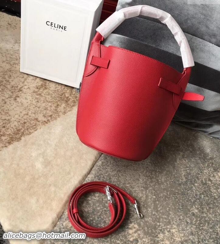 Grade Design Celine Nano Big Bag Bucket Bag in Grained Calfskin 187243 Red 2019