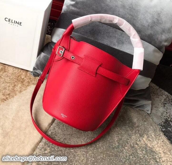 Grade Design Celine Nano Big Bag Bucket Bag in Grained Calfskin 187243 Red 2019