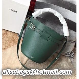 Sumptuous Celine Nano Big Bag Bucket Bag in Grained Calfskin 187243 Green 2019