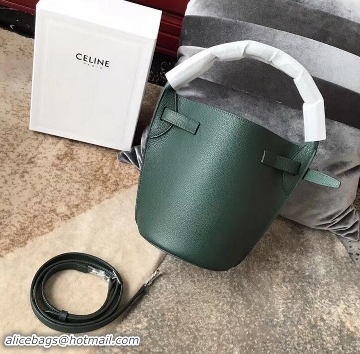 Sumptuous Celine Nano Big Bag Bucket Bag in Grained Calfskin 187243 Green 2019