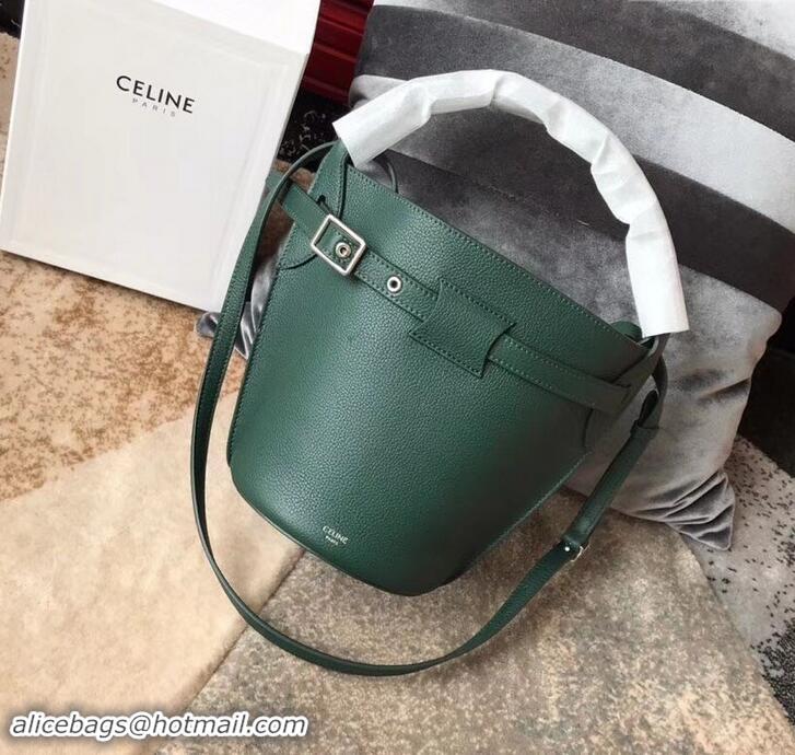 Sumptuous Celine Nano Big Bag Bucket Bag in Grained Calfskin 187243 Green 2019