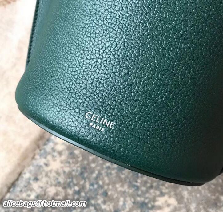 Sumptuous Celine Nano Big Bag Bucket Bag in Grained Calfskin 187243 Green 2019