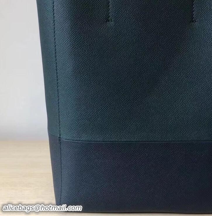 Duplicate Celine Small Cabas Shopping Bag in Grained Calfskin 189813  Green/Navy Blue 2019