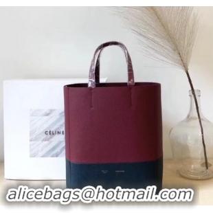 Duplicate Celine Small Cabas Shopping Bag in Grained Calfskin 189813 Burgundy/Black 2019