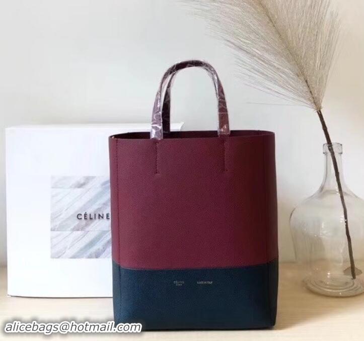 Duplicate Celine Small Cabas Shopping Bag in Grained Calfskin 189813 Burgundy/Black 2019