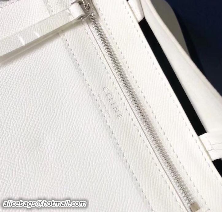 Discount Imitation Celine Small Cabas Shopping Bag in Grained Calfskin 189813  White/Black 2019