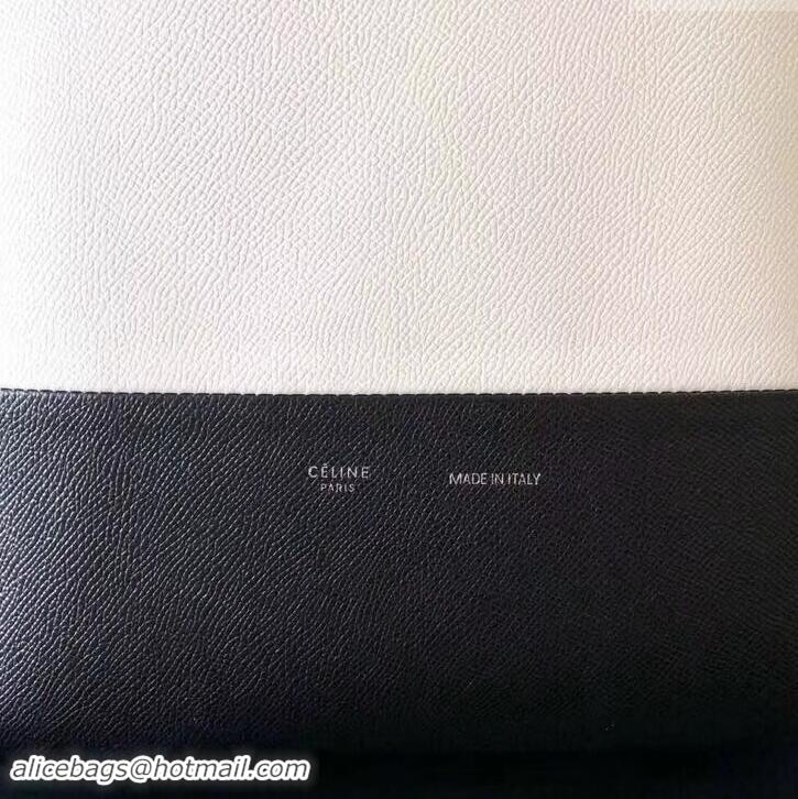 Discount Imitation Celine Small Cabas Shopping Bag in Grained Calfskin 189813  White/Black 2019