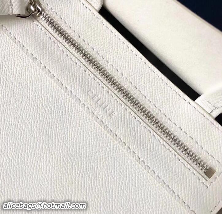 Fashion Celine Small Cabas Shopping Bag in Grained Calfskin 189813 White/Gray 2019