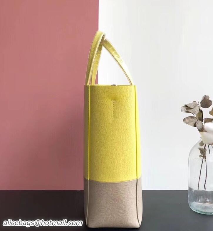 Best Price Celine Small Cabas Shopping Bag in Grained Calfskin 189813 Yellow/Etoupe 2019