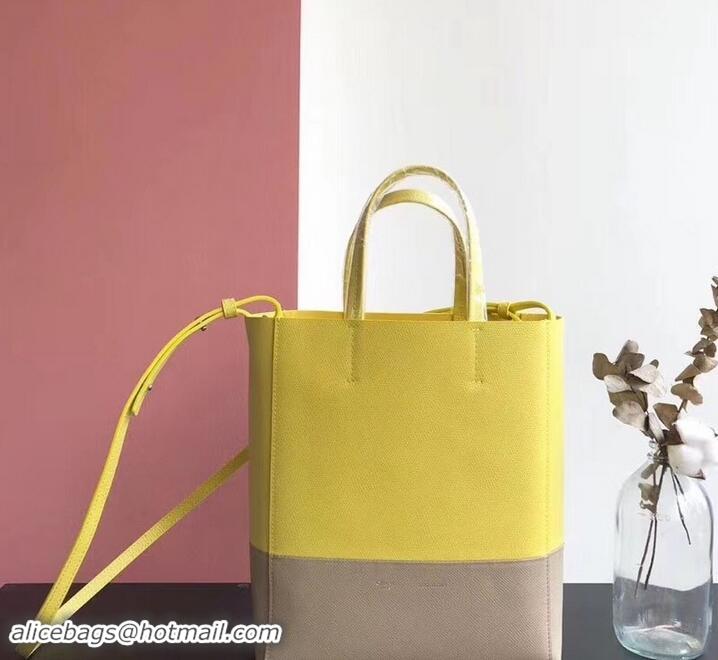 Best Price Celine Small Cabas Shopping Bag in Grained Calfskin 189813 Yellow/Etoupe 2019