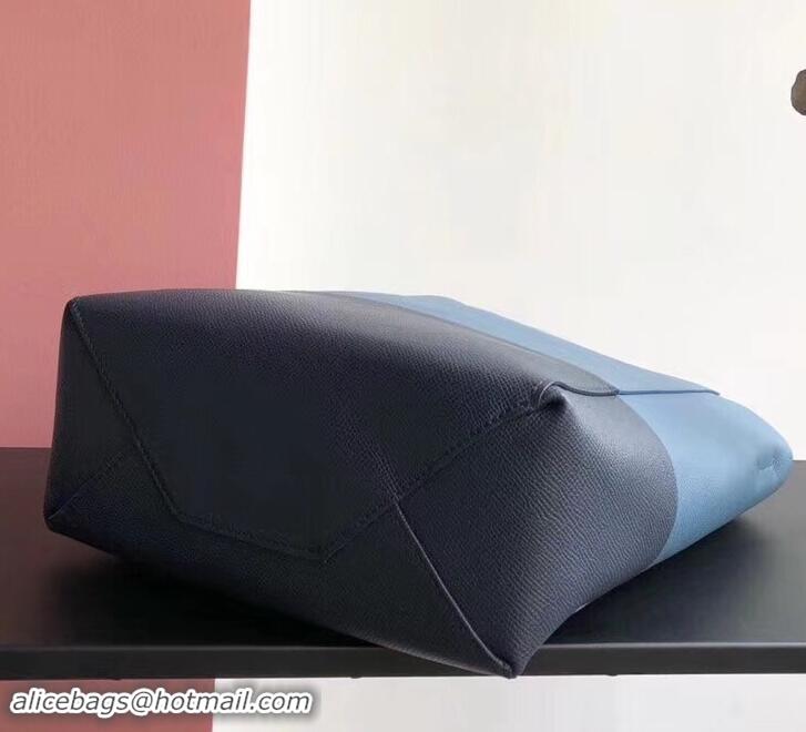 Discount Celine Small Cabas Shopping Bag in Grained Calfskin 189813 Denim Blue/Black 2019