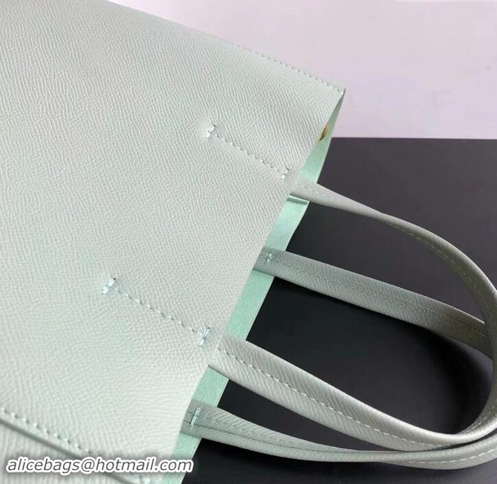 Perfect Celine Small Cabas Shopping Bag in Grained Calfskin 189813 Pale Green/Black 2019