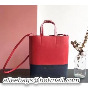 Imitation Celine Small Cabas Shopping Bag in Grained Calfskin 189813 Red/Black 2019