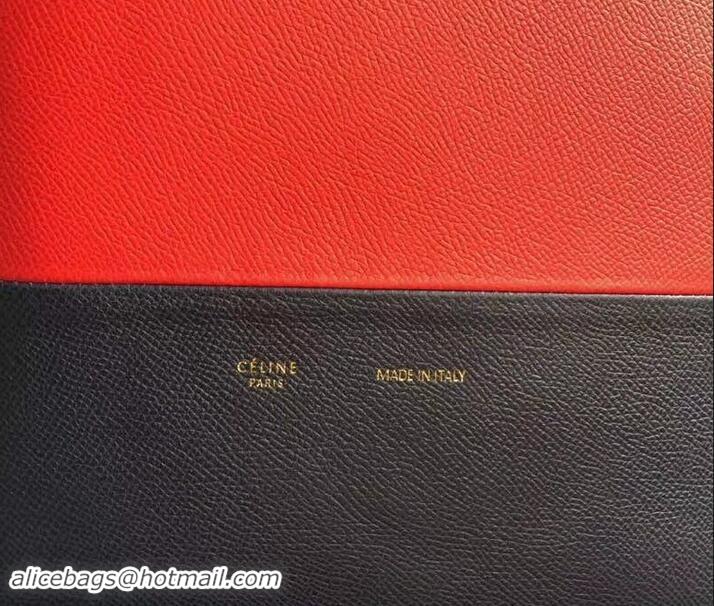 Imitation Celine Small Cabas Shopping Bag in Grained Calfskin 189813 Red/Black 2019