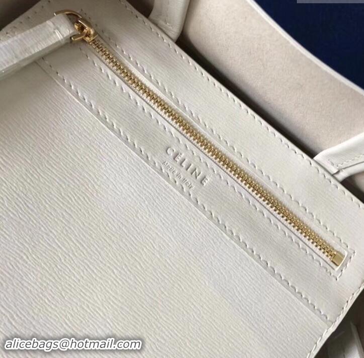 Crafted Celine Small Cabas Shopping Bag in Grained Calfskin 189813 White 2019