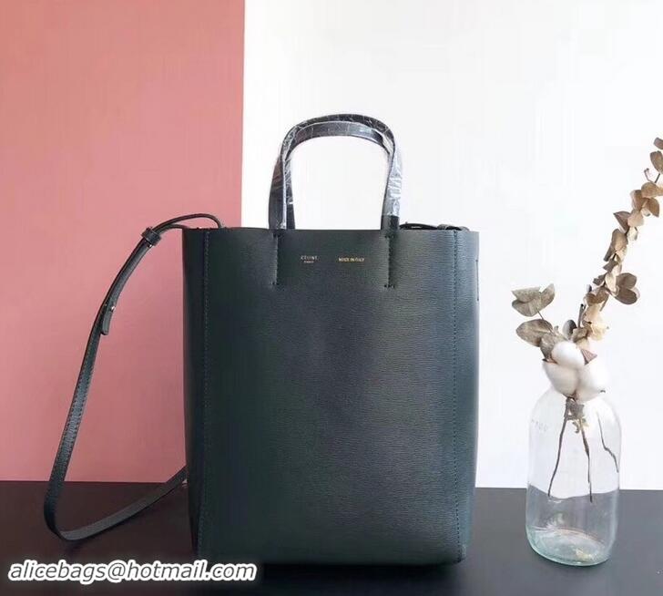 Good Quality Celine Small Cabas Shopping Bag in Grained Calfskin 189813 Dark Green 2019