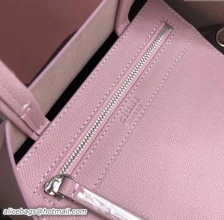 Best Luxury Celine Small Cabas Shopping Bag in Grained Calfskin 189813 Pink/Black 2019