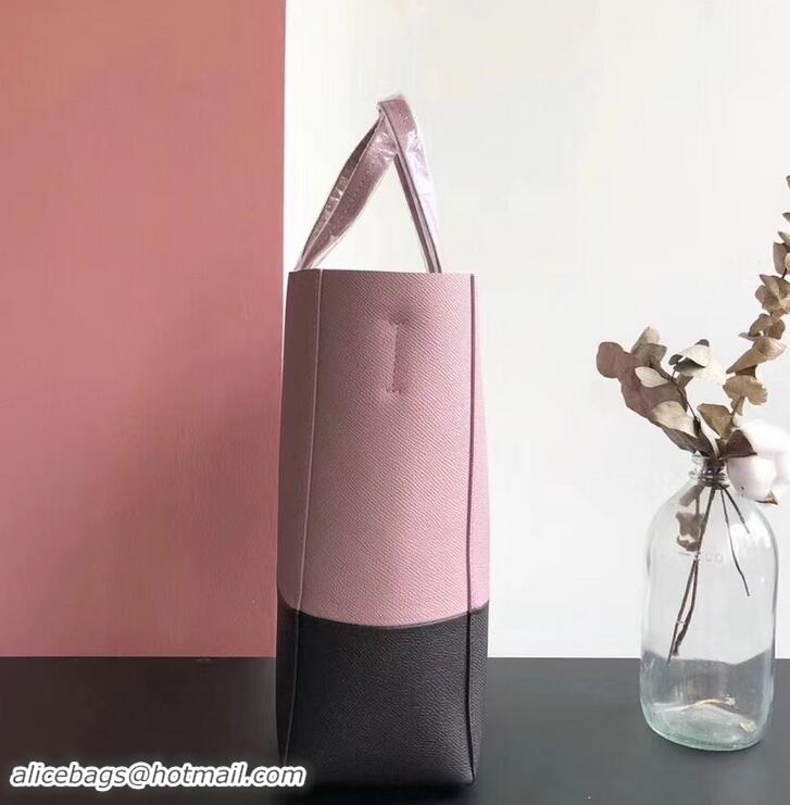 Best Luxury Celine Small Cabas Shopping Bag in Grained Calfskin 189813 Pink/Black 2019