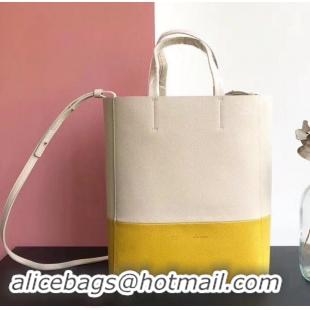 Good Quality Celine Small Cabas Shopping Bag in Grained Calfskin 189813 White/Yellow 2019