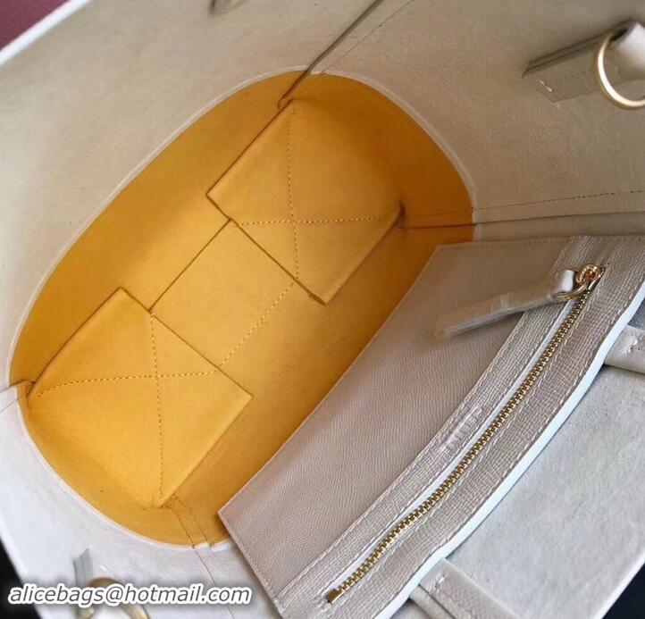 Good Quality Celine Small Cabas Shopping Bag in Grained Calfskin 189813 White/Yellow 2019