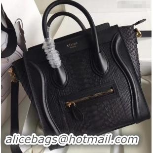 Free Celine Python Luggage Nano Bag 419012 Black