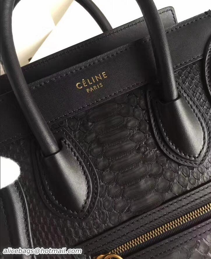 Free Celine Python Luggage Nano Bag 419012 Black