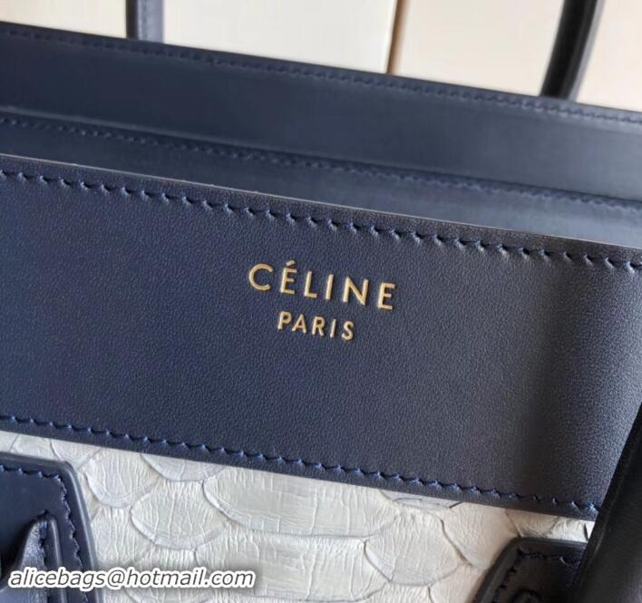 Discount Celine Python Luggage Micro Bag 419011 Navy Blue