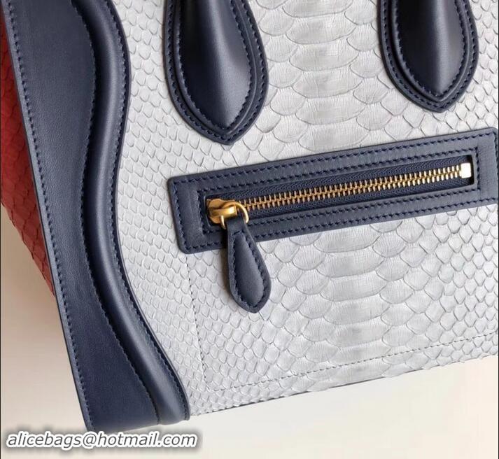 Discount Celine Python Luggage Micro Bag 419011 Navy Blue