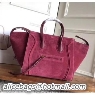 Good Quality celine suede phantom luggage 419014 burgundy