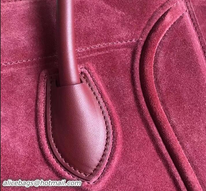 Good Quality celine suede phantom luggage 419014 burgundy