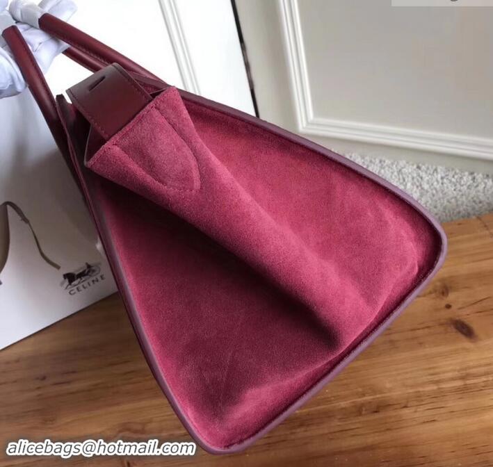 Good Quality celine suede phantom luggage 419014 burgundy