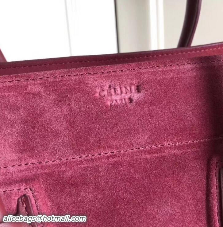 Good Quality celine suede phantom luggage 419014 burgundy