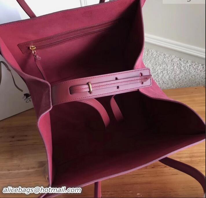 Good Quality celine suede phantom luggage 419014 burgundy