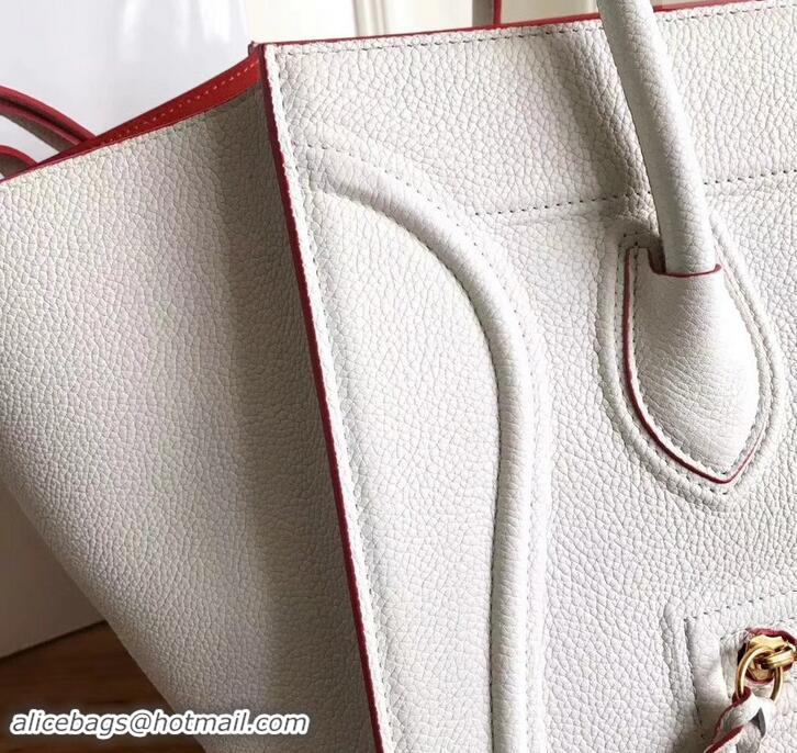 Top Grade celine grained calfskin phantom luggage 419016  white/red