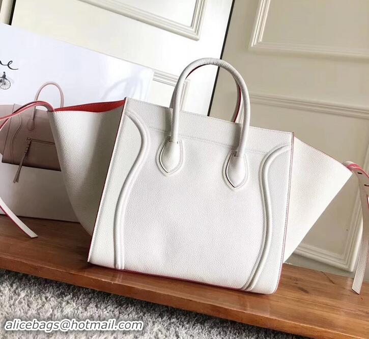 Top Grade celine grained calfskin phantom luggage 419016  white/red