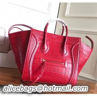 Luxury Classic celine crocodile pattern phantom luggage 419022 red