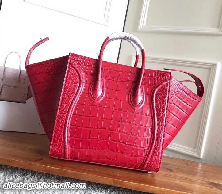 Luxury Classic celine crocodile pattern phantom luggage 419022 red