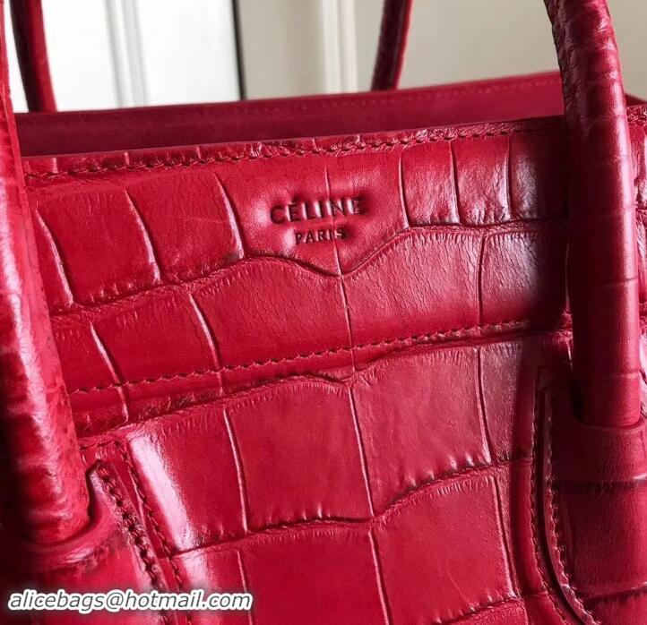 Luxury Classic celine crocodile pattern phantom luggage 419022 red