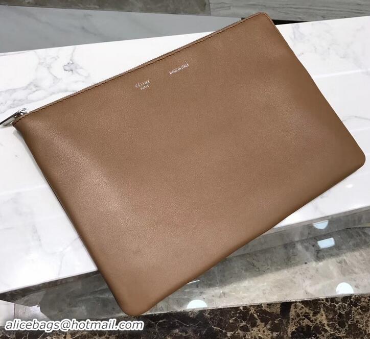 Duplicate Celine Clutch Pouch Bag Brown and PVC Transparent Plastic Shopping Bag 419026