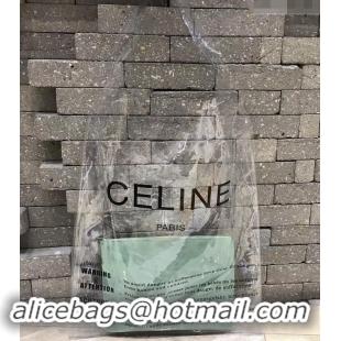 Luxury Celine Clutch Pouch Bag Light Green and PVC Transparent Plastic Shopping Bag 419027