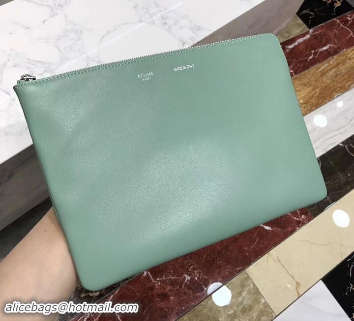 Luxury Celine Clutch Pouch Bag Light Green and PVC Transparent Plastic Shopping Bag 419027